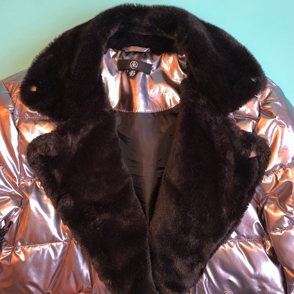 Missguided Metallic Puffer Aviator Coat - Picture 4 of 8